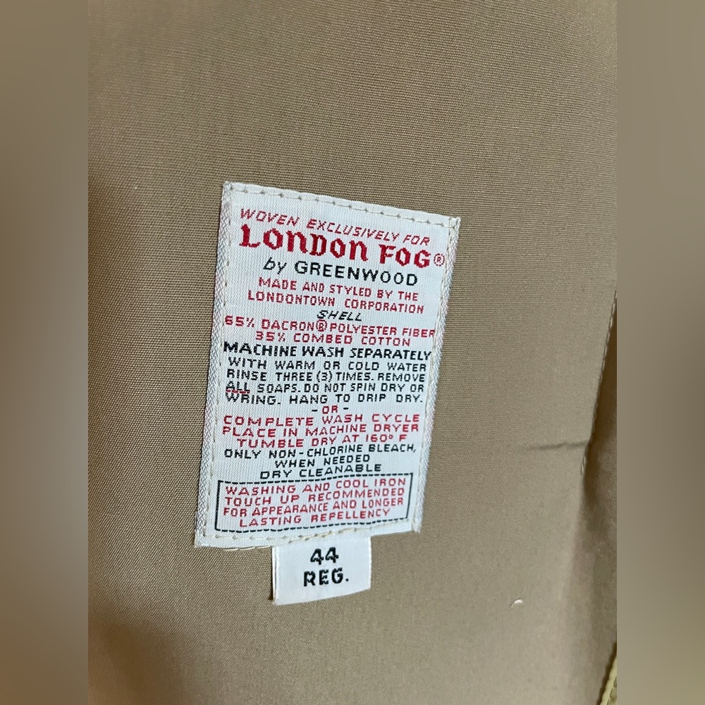London Fog Maincoat Lined Men’s 44 Regular Tan. Very Good Condition. Vintage! - Picture 7 of 15